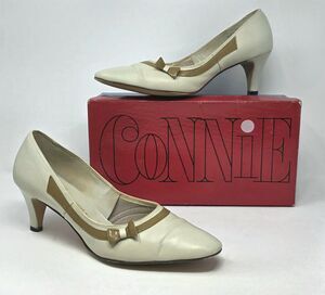 Fanfares Connie VTG 50s Mod Bandstand Bone Babydoll Bow Pumps, Box Size 10 B/AA